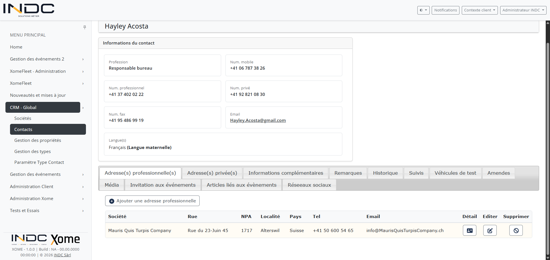 Fiche contact